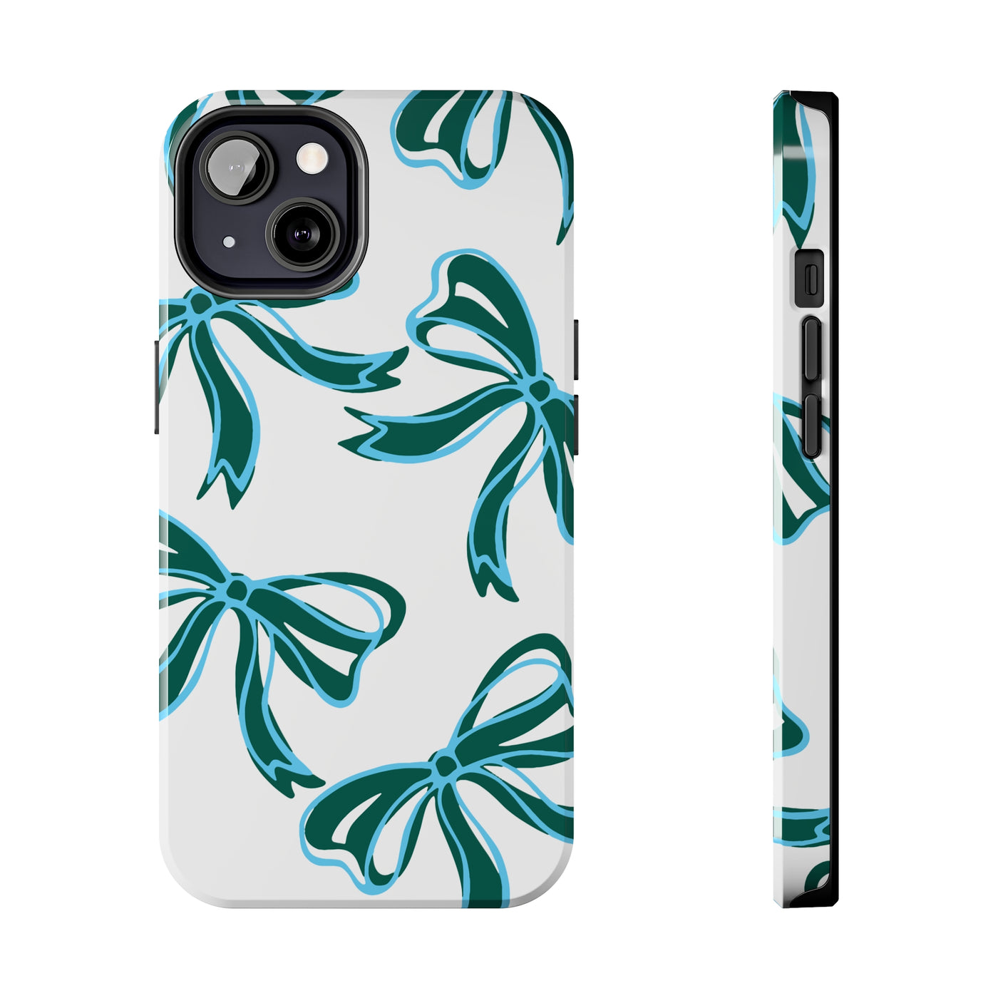 Trendy Bow Phone Case, Bed Party Bow Iphone case, Bow Phone Case, Tulane, Blue and Green, iphone13, iphone 14, roll wave