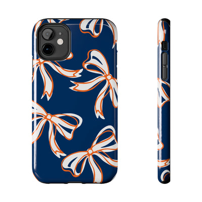 Trendy Bow Phone Case, Bed Party Bow Iphone case, Bow Phone Case, Bow Gifts - Syracuse, Auburn, Illinois, Bucknell, UVA, Navy & Orange