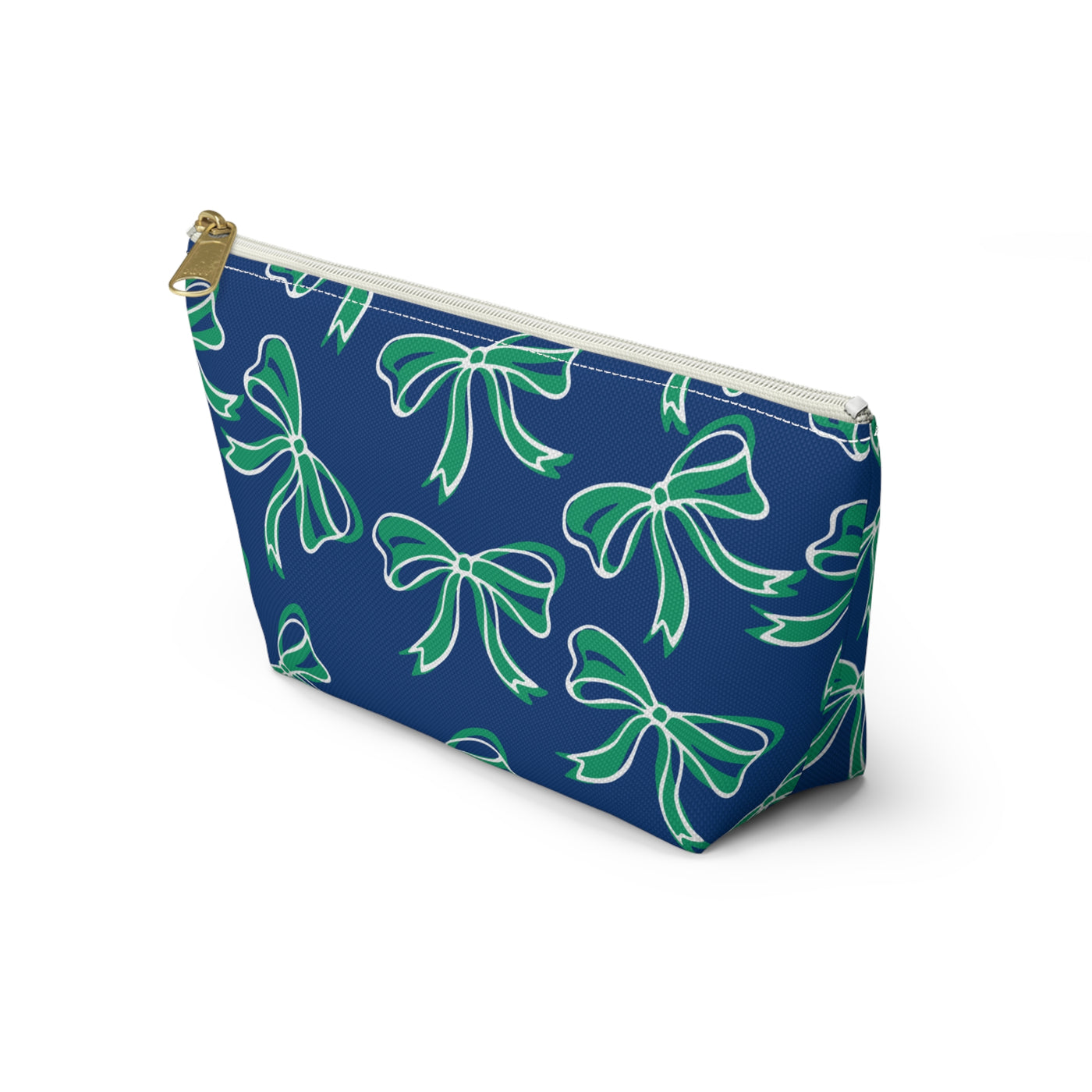 Trendy Bow Makeup Bag - Graduation Gift, Bed Party Gift, Acceptance Gift, College Gift, FGCU, Florida Gulf Coast, Blue and Green