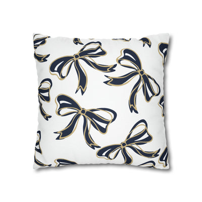 Trendy Bow College Pillow Cover - Dorm Pillow, Graduation Gift, Bed Party Gift, Acceptance Gift, College Gift, GW University, Navy & Gold