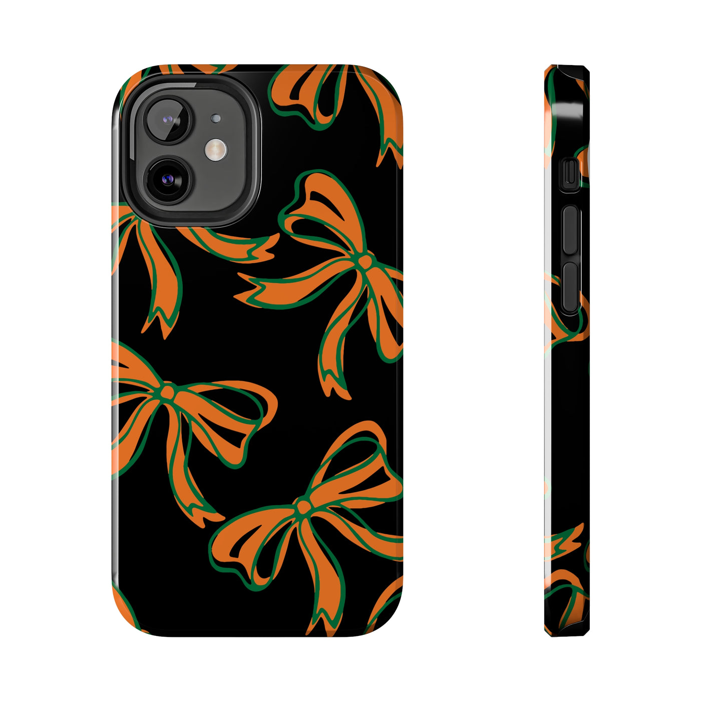 Trendy Bow Phone Case, Bed Party Bow Iphone case, Bow Phone Case, - Miami Hurricanes, 305, Miami, Orange and Green