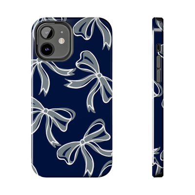 Trendy Bow Phone Case, Bed Party Bow Iphone case, Bow Phone Case, - Monmouth, UConn, Huskies, navy and white, navy and grey