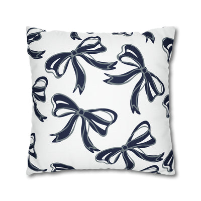 Trendy Bow College Pillow Cover - Dorm Pillow,Graduation Gift,Bed Party Gift,Acceptance Gift,College Gift, UConn, Monmouth, navy and grey