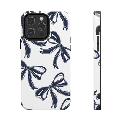 Trendy Bow Phone Case, Bed Party Bow Iphone case, Bow Phone Case, - Monmouth, UConn, Huskies, navy and white, navy and grey