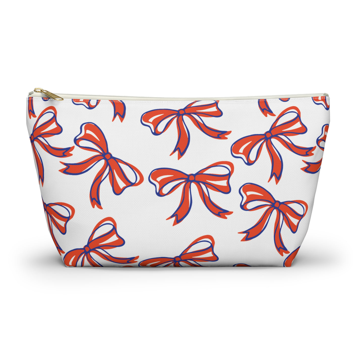 Trendy Bow Makeup Bag - Graduation Gift, Bed Party Gift, Acceptance Gift, College Gift, Florida Gators, UF, Blue and Orange