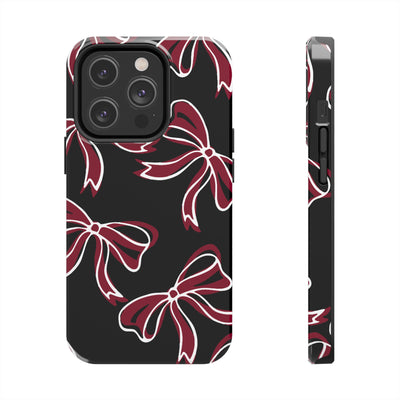 Trendy Bow Phone Case, Bed Party Bow Iphone case, Bow Phone Case, - South Carolina, Gamecocks, USC, garnet and black