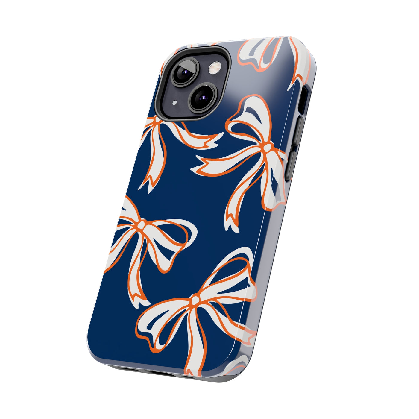 Trendy Bow Phone Case, Bed Party Bow Iphone case, Bow Phone Case, Bow Gifts - Syracuse, Auburn, Illinois, Bucknell, UVA, Navy & Orange