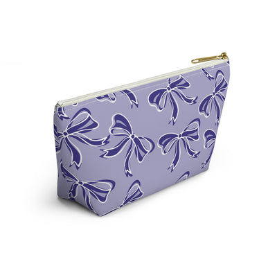 Trendy Bow Makeup Bag - Graduation Gift, Bed Party Gift, Acceptance Gift, College Gift, Northwestern, High Point, Purple and White, NYU