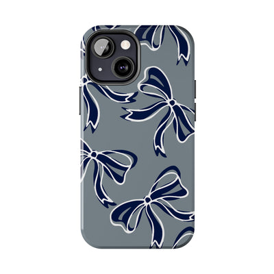 Trendy Bow Phone Case, Bed Party Bow Iphone case, Bow Phone Case, - Monmouth, UConn, Huskies, navy and white, navy and grey