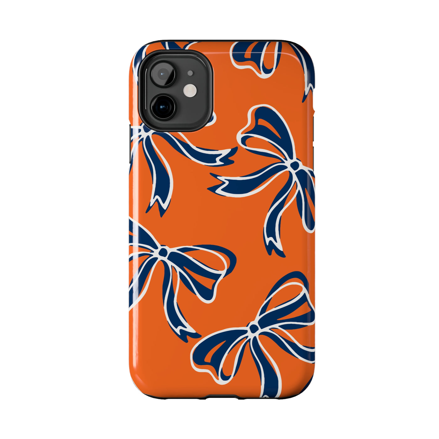 Trendy Bow Phone Case, Bed Party Bow Iphone case, Bow Phone Case, Bow Gifts - Syracuse, Auburn, Illinois, Bucknell, UVA, Navy & Orange