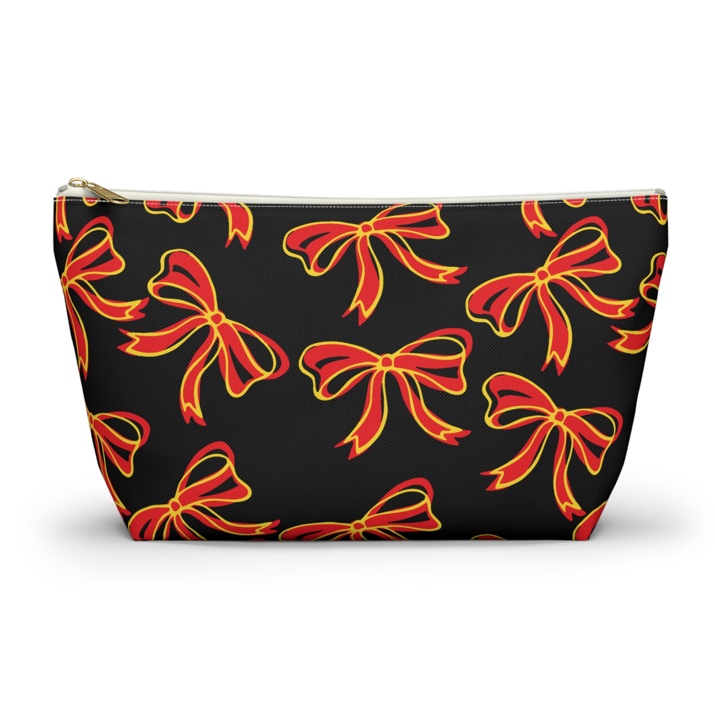 Trendy Bow Makeup Bag - Graduation Gift, Bed Party Gift, Acceptance Gift, College Gift, Maryland, USC, Red and Gold, Iowa State