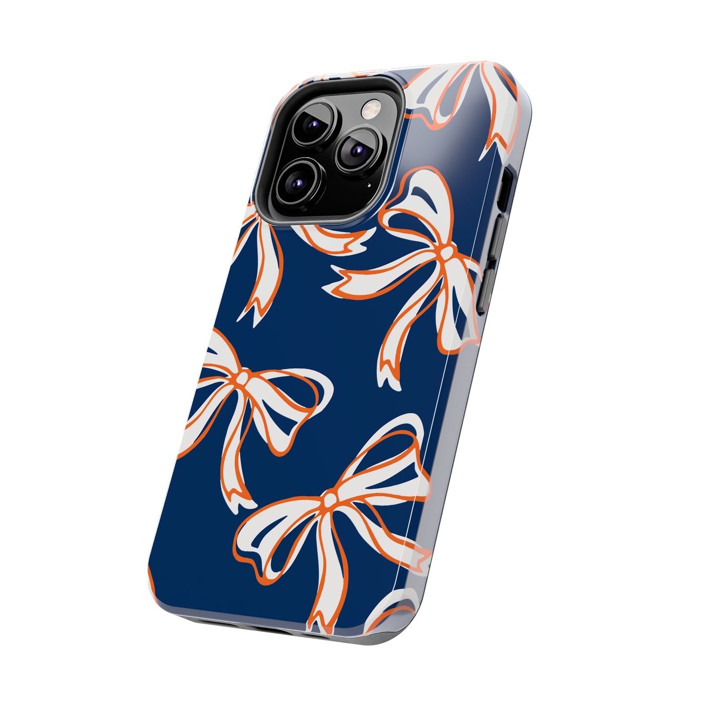 Trendy Bow Phone Case, Bed Party Bow Iphone case, Bow Phone Case, Bow Gifts - Syracuse, Auburn, Illinois, Bucknell, UVA, Navy & Orange