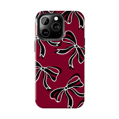 Trendy Bow Phone Case, Bed Party Bow Iphone case, Bow Phone Case, - South Carolina, Gamecocks, USC, garnet and black