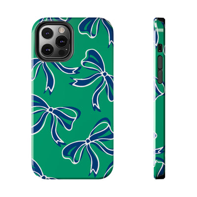 Trendy Bow Phone Case, Bed Party Bow Iphone case, Bow Phone Case, - FGCU, Blue and Green, Florida Gulf Coast