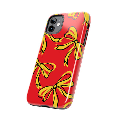 Trendy Bow Phone Case, Bed Party Bow Iphone case, Bow Phone Case, College Case, Bow Gift - Maryland, Terps, Terrapins, UMD, Red Gold & Black