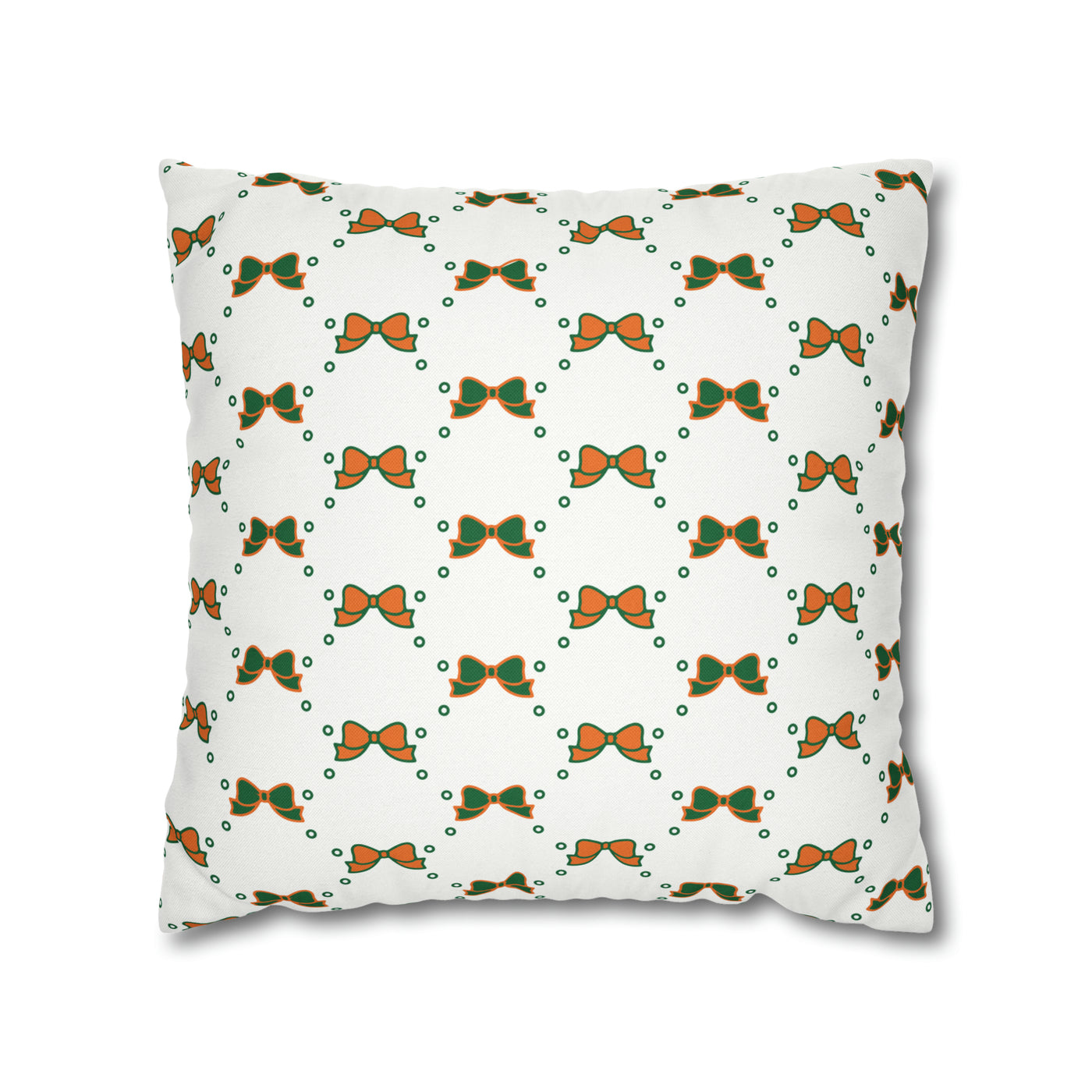 Pretty Little Bow Pillow Cover - Dorm Pillow,Bow Pillow,Bed Party Gift, Acceptance Gift, Camp Gift, Bow Aesthetic, Miami, Orange & Green