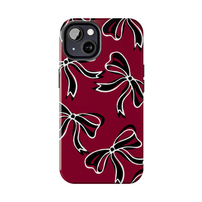 Trendy Bow Phone Case, Bed Party Bow Iphone case, Bow Phone Case, - South Carolina, Gamecocks, USC, garnet and black