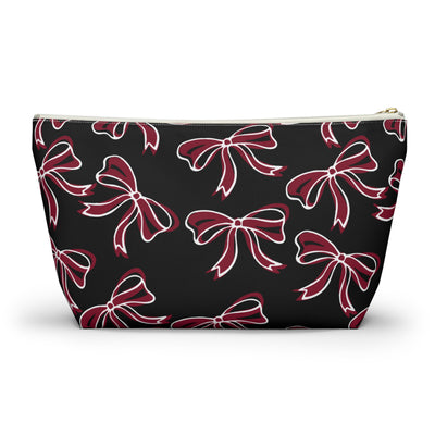 Trendy Bow Makeup Bag - Graduation Gift, Bed Party Gift, Acceptance Gift, College Gift, South Carolina, Gamecocks, USC, garnet and black