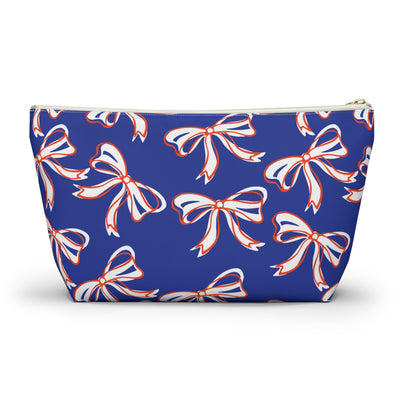 Trendy Bow Makeup Bag - Graduation Gift, Bed Party Gift, Acceptance Gift, College Gift, Florida Gators, UF, Blue and Orange