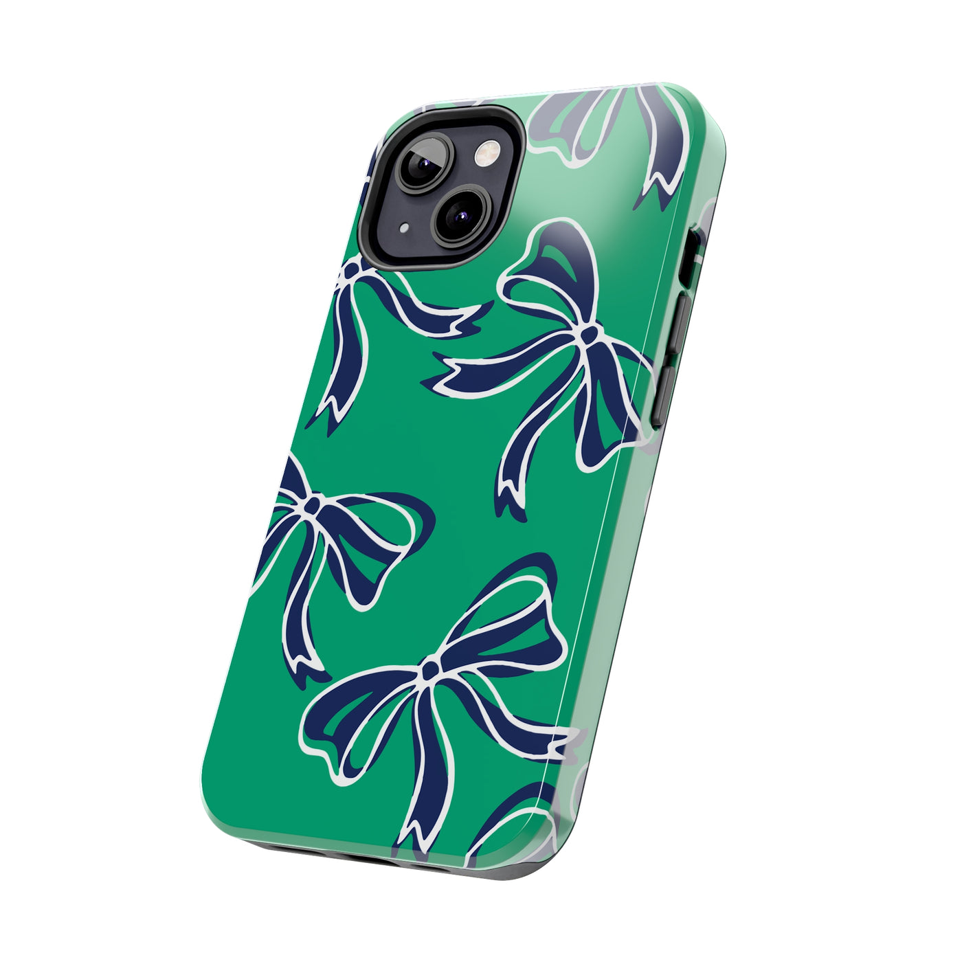 Trendy Bow Phone Case, Bed Party Bow Iphone case, Bow Phone Case, - Notre Dame, green and blue