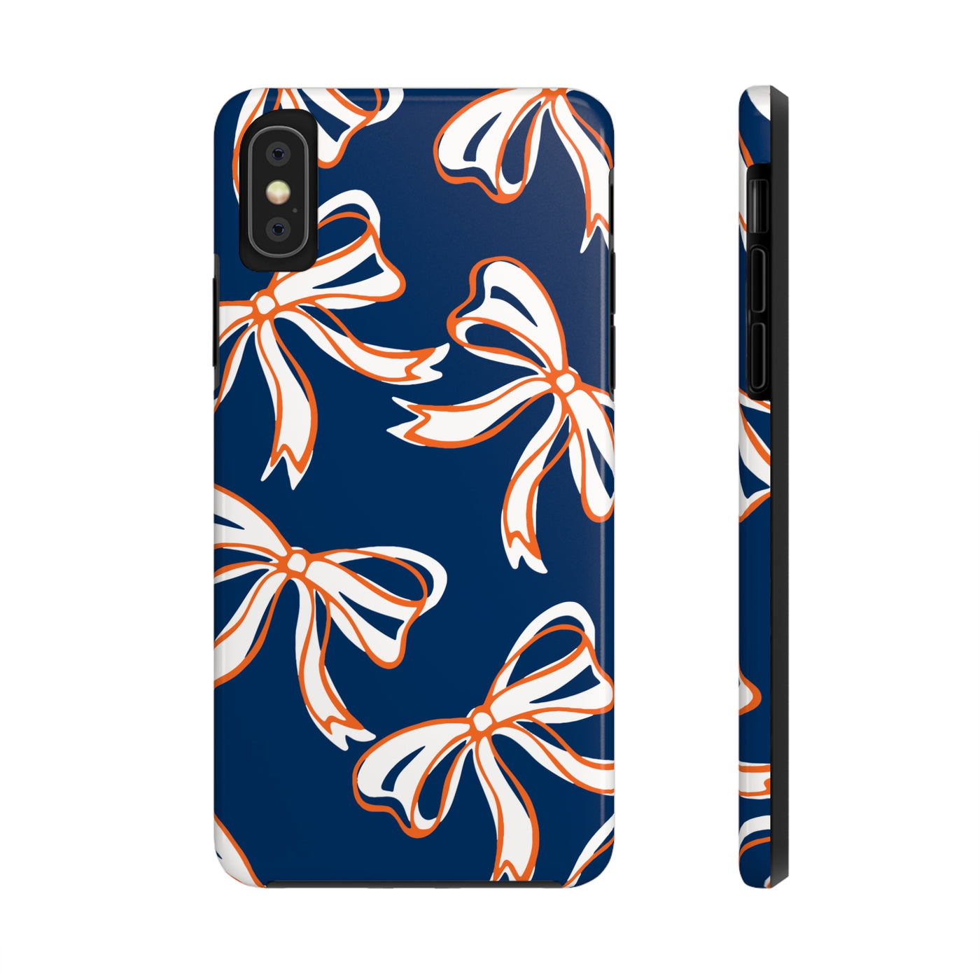 Trendy Bow Phone Case, Bed Party Bow Iphone case, Bow Phone Case, Bow Gifts - Syracuse, Auburn, Illinois, Bucknell, UVA, Navy & Orange