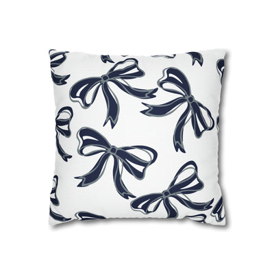 Trendy Bow College Pillow Cover - Dorm Pillow,Graduation Gift,Bed Party Gift,Acceptance Gift,College Gift, UConn, Monmouth, navy and grey