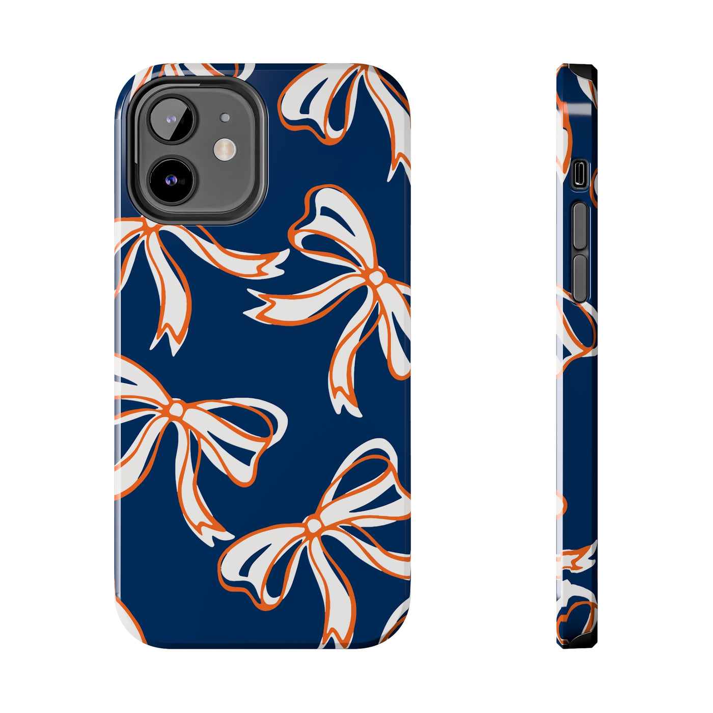 Trendy Bow Phone Case, Bed Party Bow Iphone case, Bow Phone Case, Bow Gifts - Syracuse, Auburn, Illinois, Bucknell, UVA, Navy & Orange