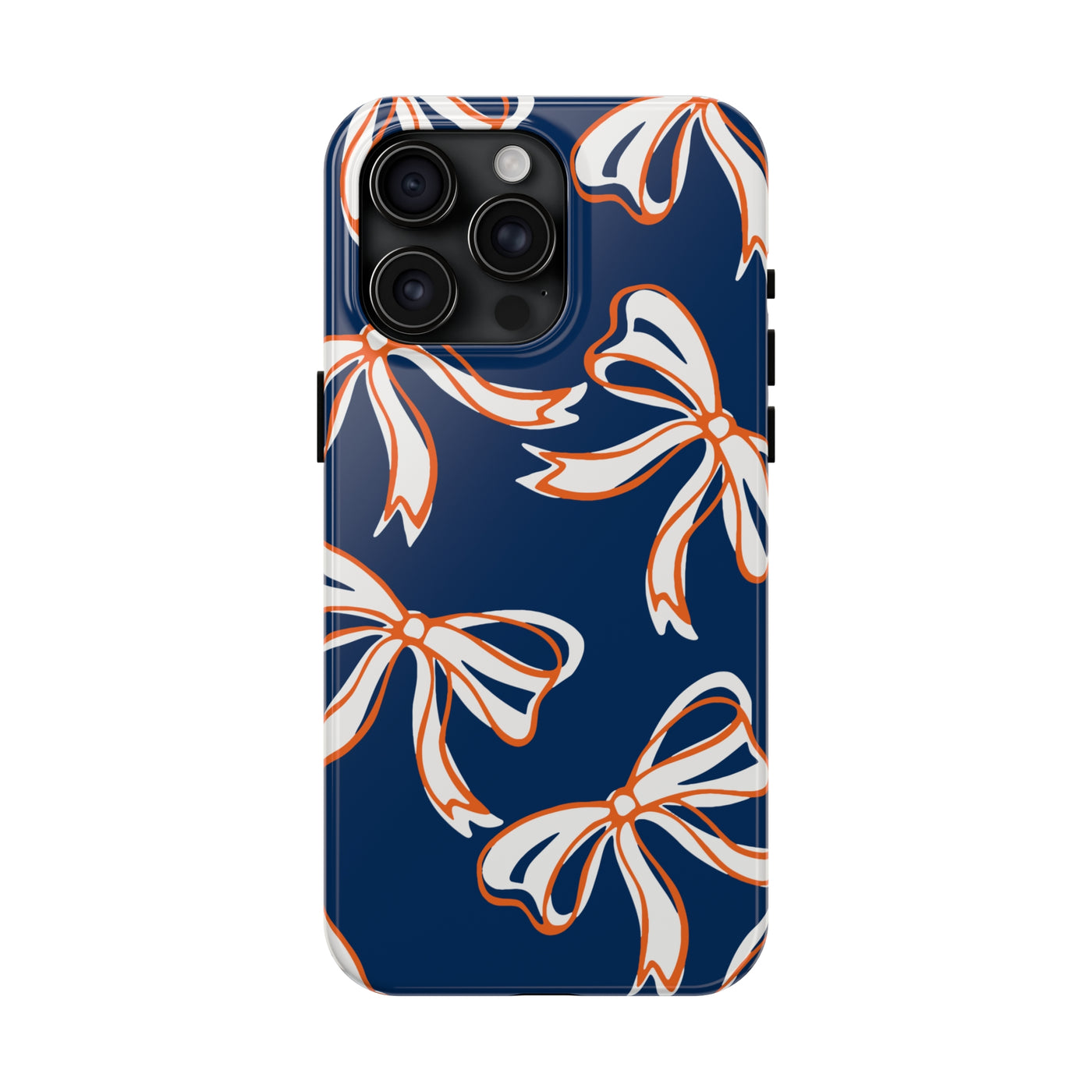 Trendy Bow Phone Case, Bed Party Bow Iphone case, Bow Phone Case, Bow Gifts - Syracuse, Auburn, Illinois, Bucknell, UVA, Navy & Orange