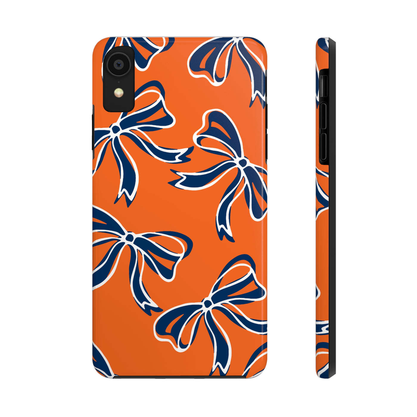 Trendy Bow Phone Case, Bed Party Bow Iphone case, Bow Phone Case, Bow Gifts - Syracuse, Auburn, Illinois, Bucknell, UVA, Navy & Orange