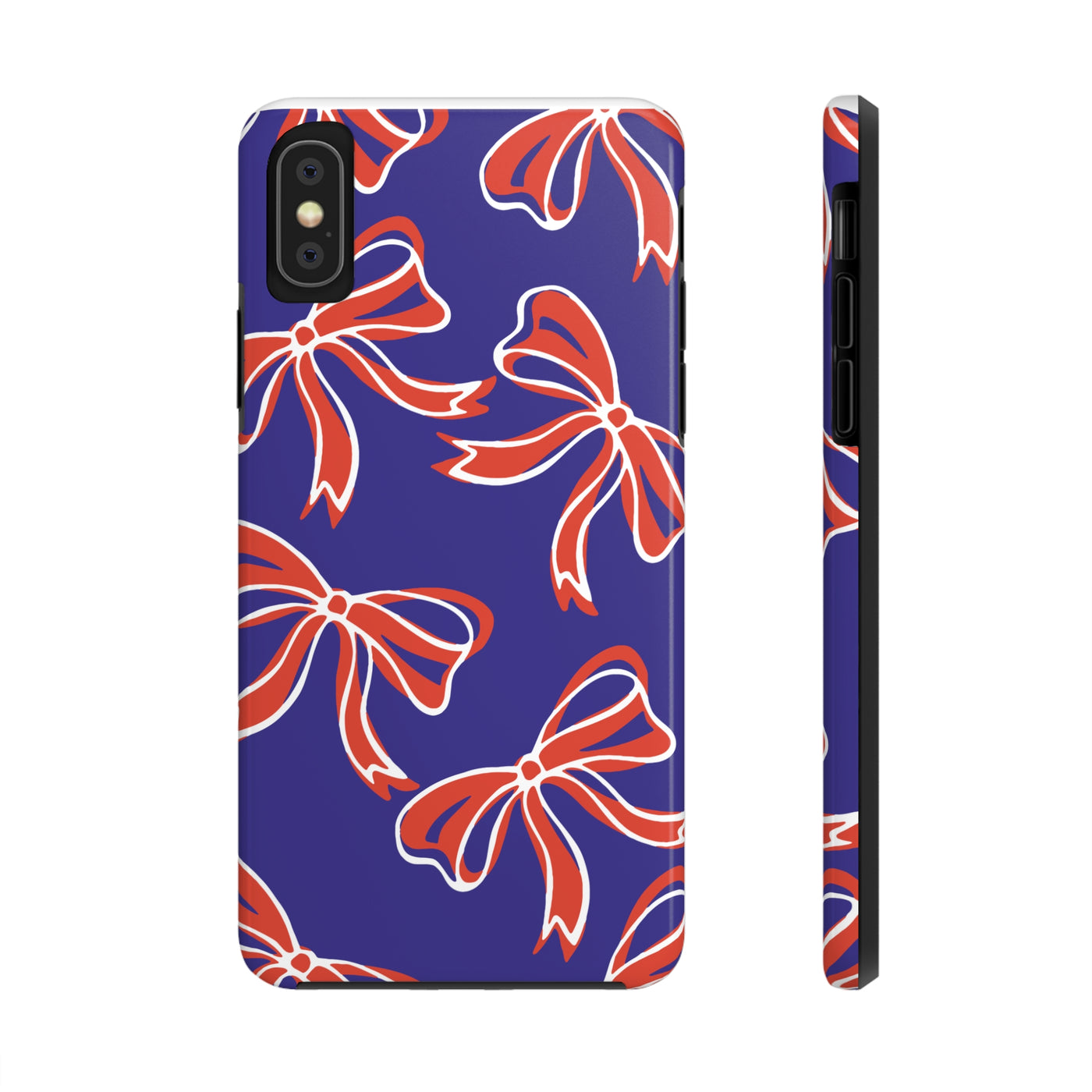 Trendy Bow Phone Case, Bed Party Bow Iphone case, Bow Phone Case, - Clemson, Purple and Orange