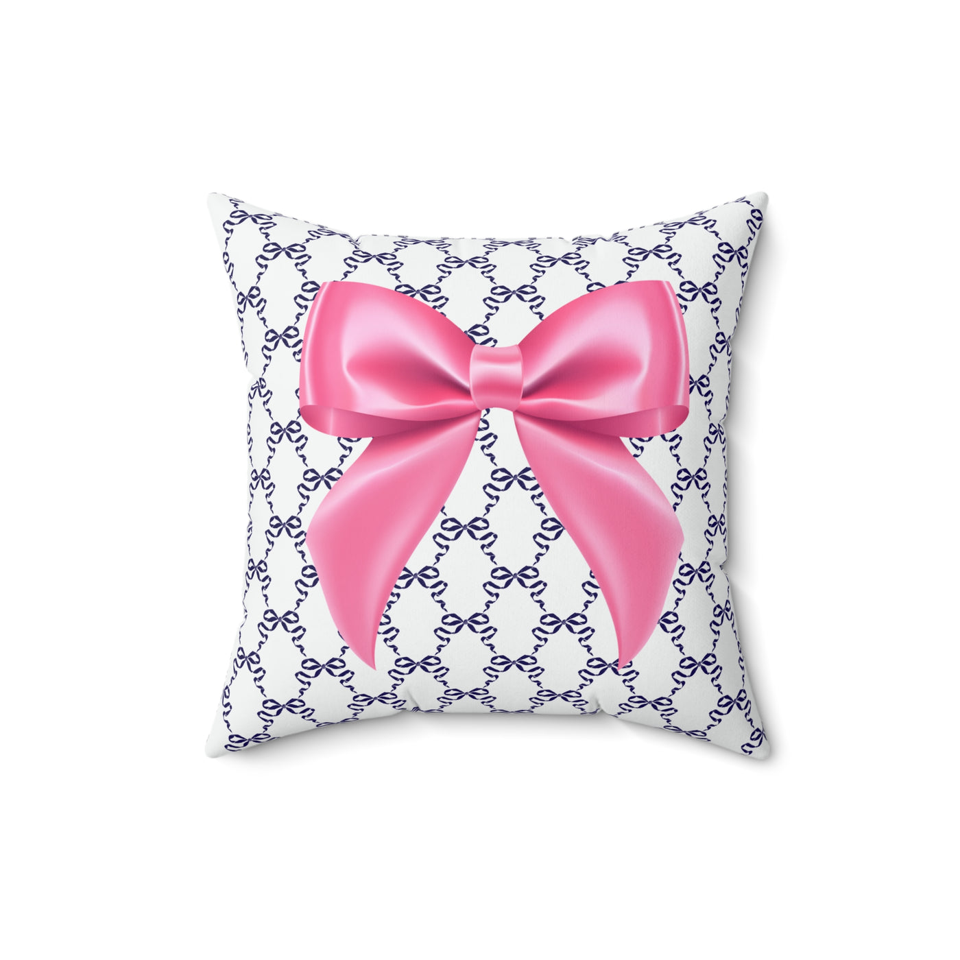 Navy and Pink Coquette Bow Pillow Cover Only
