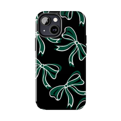 Trendy Bow Phone Case, Bed Party Bow Iphone case, Bow Phone Case, - Michigan State, Spartans, BING, green and white