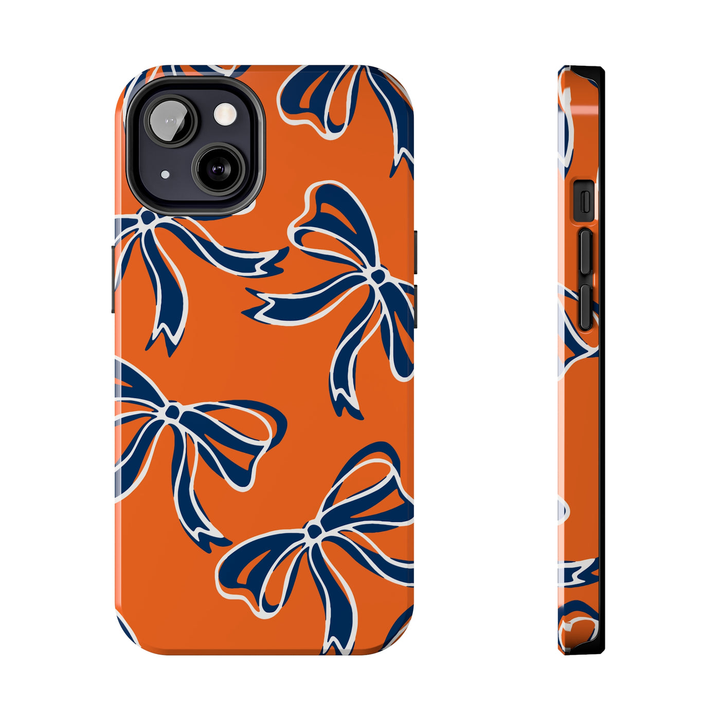 Trendy Bow Phone Case, Bed Party Bow Iphone case, Bow Phone Case, Bow Gifts - Syracuse, Auburn, Illinois, Bucknell, UVA, Navy & Orange