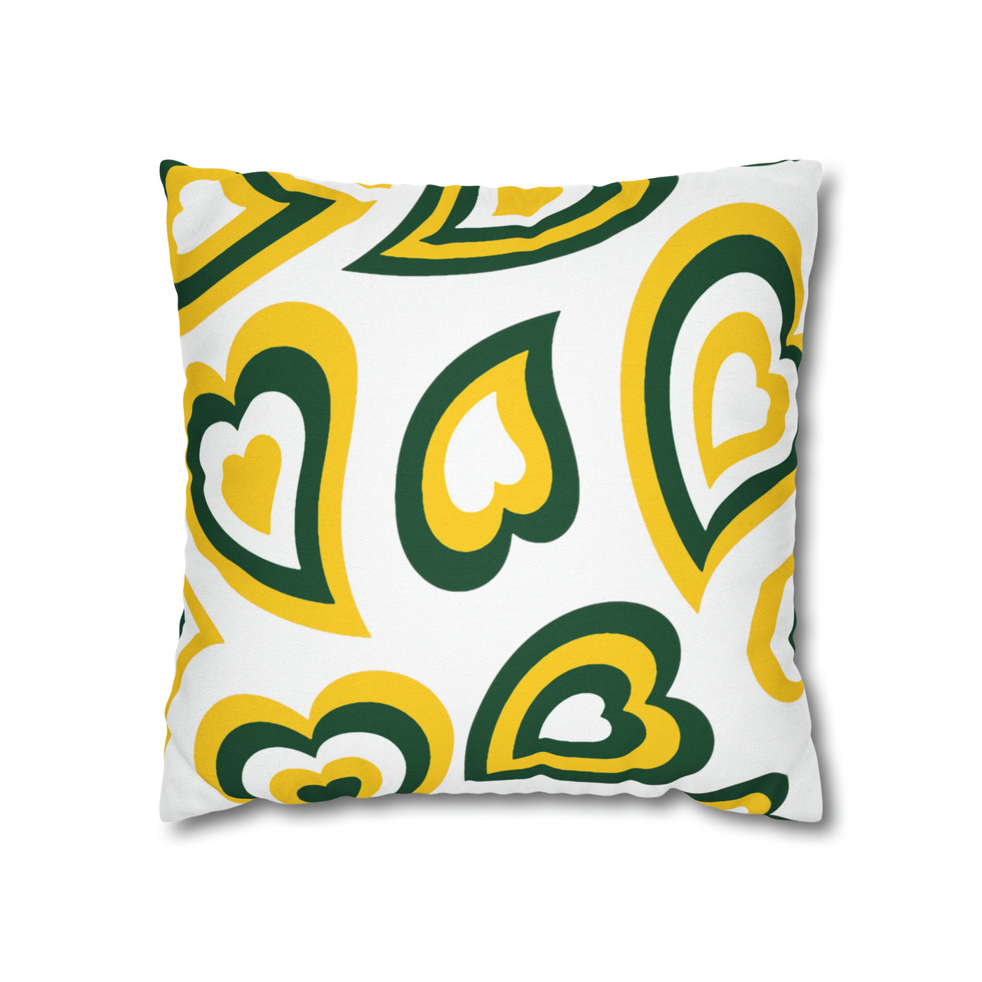 Retro Heart Pillow - Green and Gold, Heart Pillow, Hearts, Valentine's Day, USF, Oregon,Bed Party Pillow, Sleepaway Camp Pillow,Camp