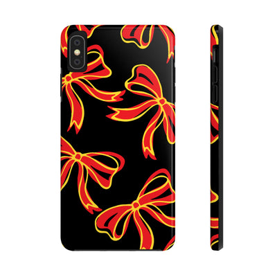Trendy Bow Phone Case, Bed Party Bow Iphone case, Bow Phone Case, College Case, Bow Gift - Maryland, Terps, Terrapins, UMD, Red Gold & Black