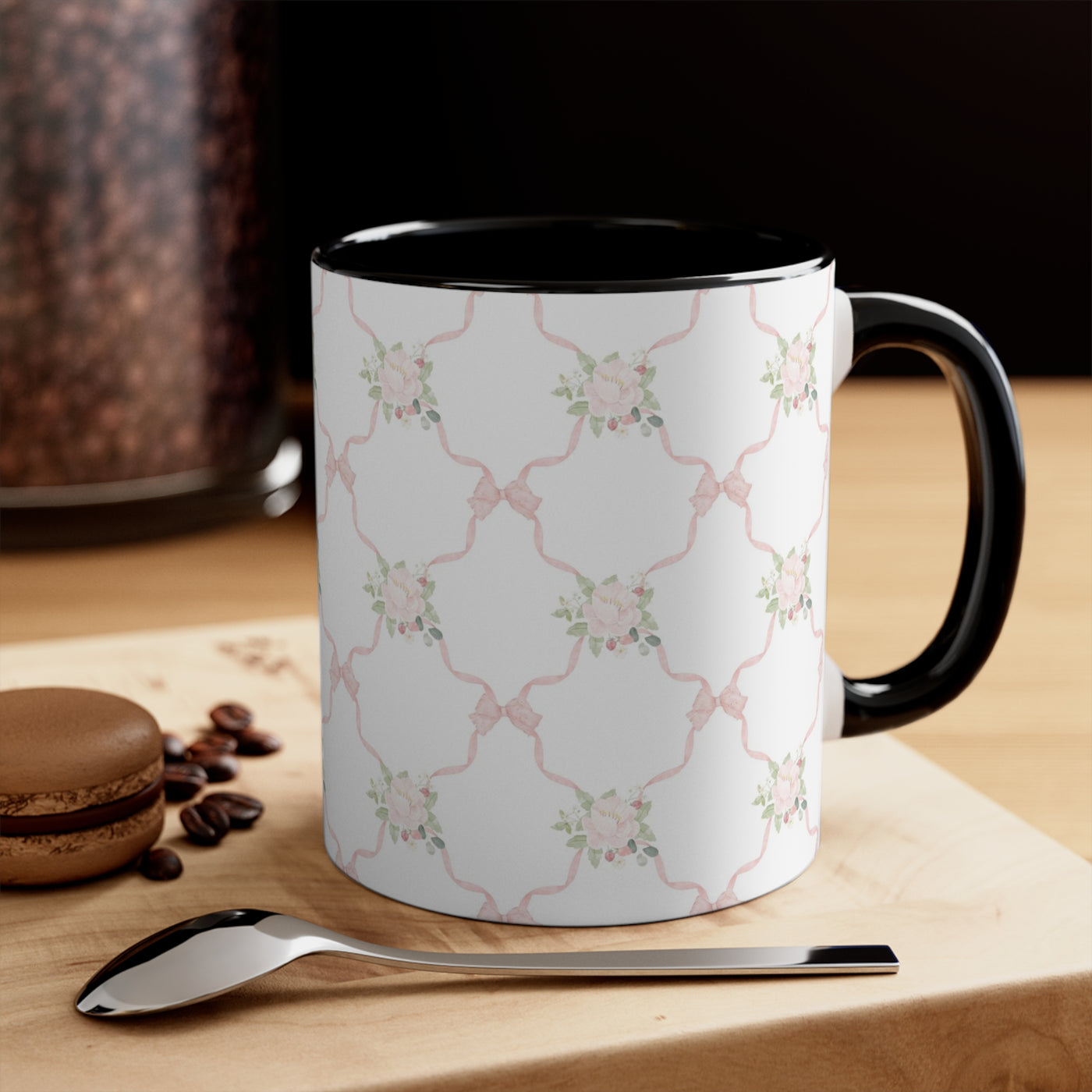 Coquette Black with Pink Bow Ceramic Mug