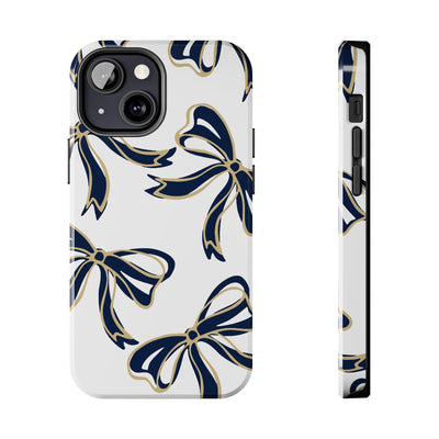 Trendy Bow Phone Case, Bed Party Bow Iphone case, Bow Phone Case, College Case, Bow Gifts, Navy and Gold, GW University, Bow Aesthetic