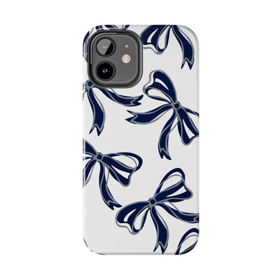 Trendy Bow Phone Case, Bed Party Bow Iphone case, Bow Phone Case, - Monmouth, UConn, Huskies, navy and white, navy and grey