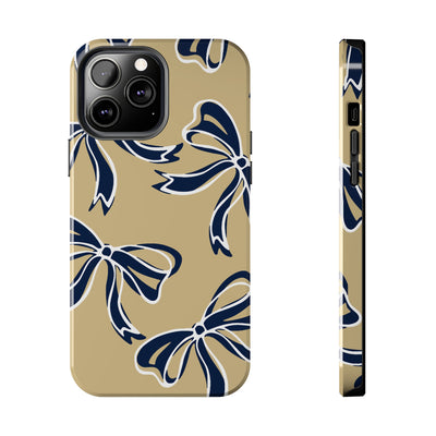 Trendy Bow Phone Case, Bed Party Bow Iphone case, Bow Phone Case, College Case, Bow Gifts, Navy and Gold, GW University, Bow Aesthetic