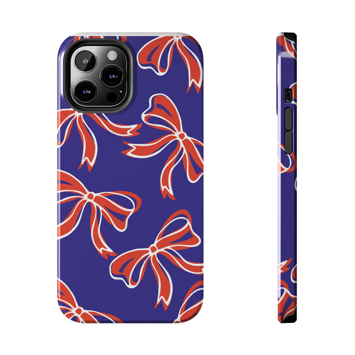 Trendy Bow Phone Case, Bed Party Bow Iphone case, Bow Phone Case, - Clemson, Purple and Orange