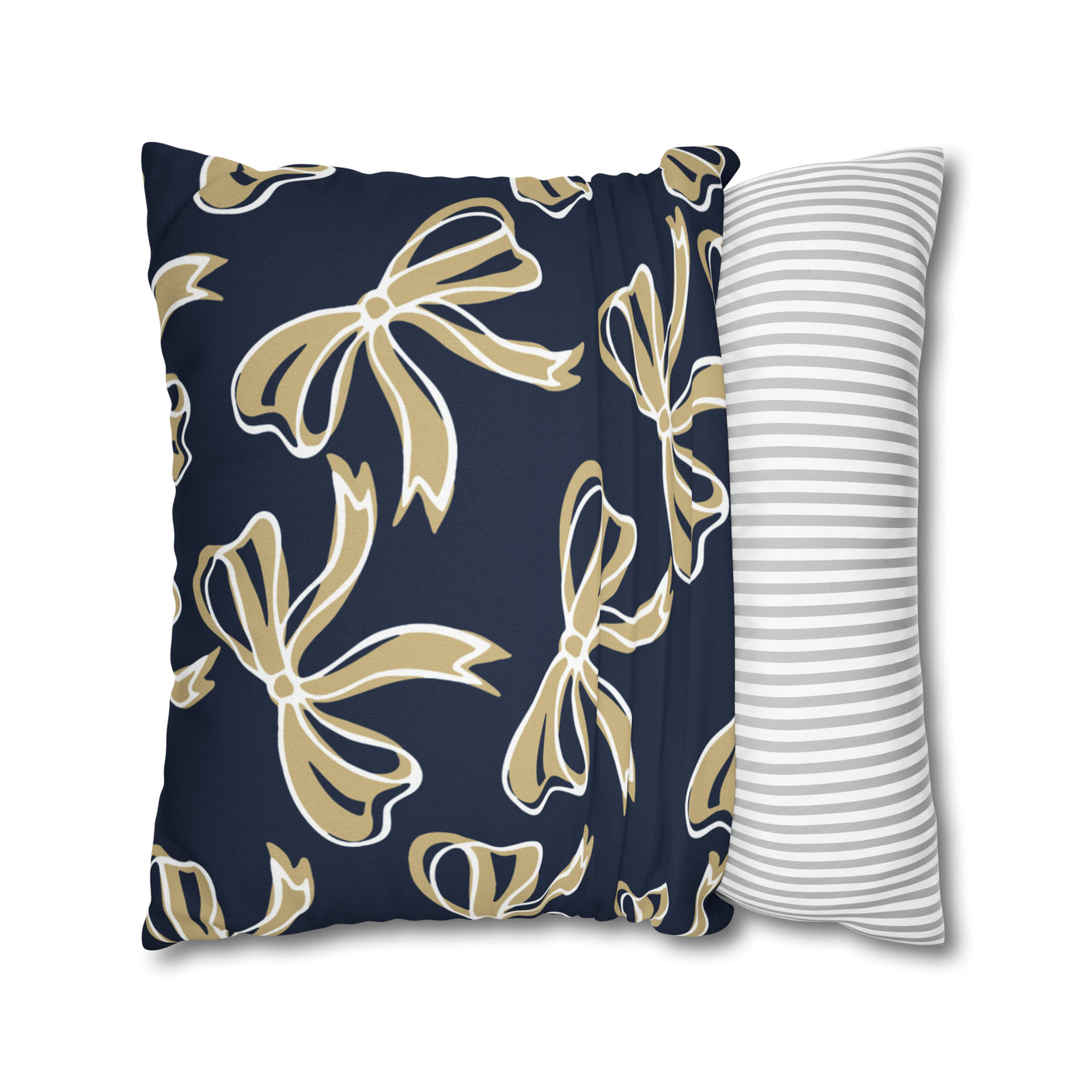 Trendy Bow College Pillow Cover - Dorm Pillow, Graduation Gift, Bed Party Gift, Acceptance Gift, College Gift, GW University, Navy & Gold