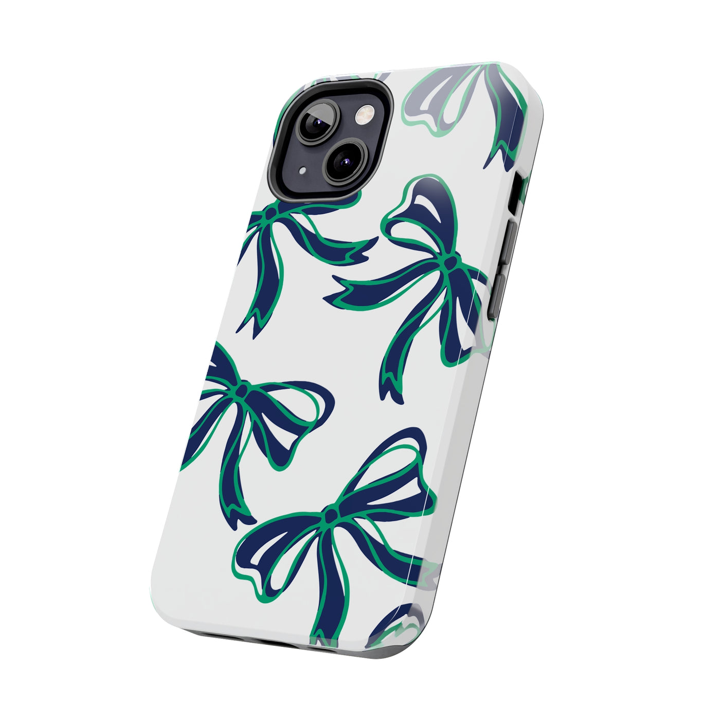 Trendy Bow Phone Case, Bed Party Bow Iphone case, Bow Phone Case, - Notre Dame, green and blue