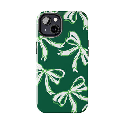 Trendy Bow Phone Case, Bow Phone Case, - Binghamton, BING, Bearcats, green and white