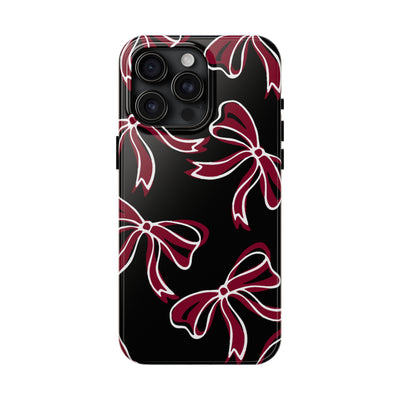 Trendy Bow Phone Case, Bed Party Bow Iphone case, Bow Phone Case, - South Carolina, Gamecocks, USC, garnet and black