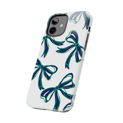 Trendy Bow Phone Case, Bed Party Bow Iphone case, Bow Phone Case, - Notre Dame, green and blue