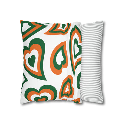 Retro Heart Pillow - Green and Orange, Heart Pillow, Hearts, Valentine's Day, Miami Hurricanes, Bed Party Pillow, Sleepaway Camp Pillow,Camp