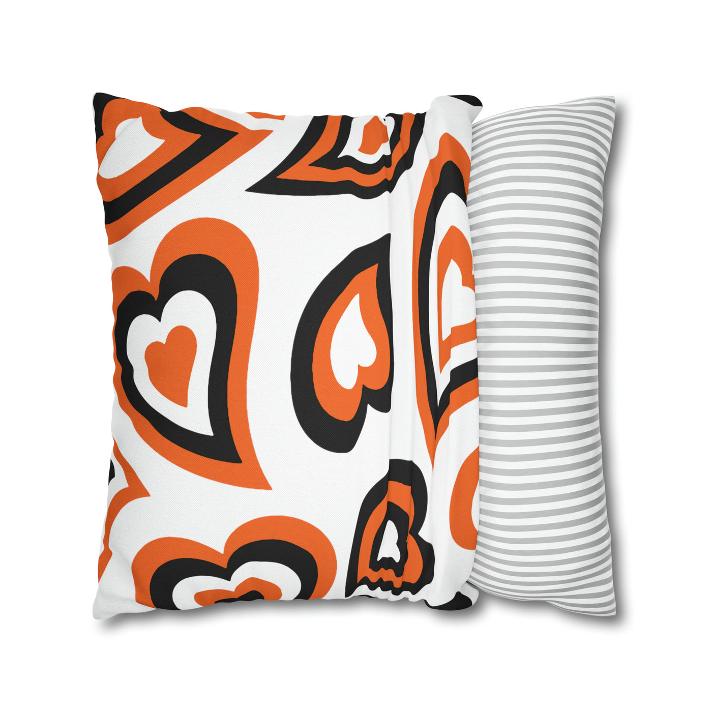 Retro Heart Pillow - Orange and Black, Heart Pillow, Hearts, Valentine's Day, Princeton, Bed Party Pillow, Sleepaway Camp Pillow, Camp Lenox