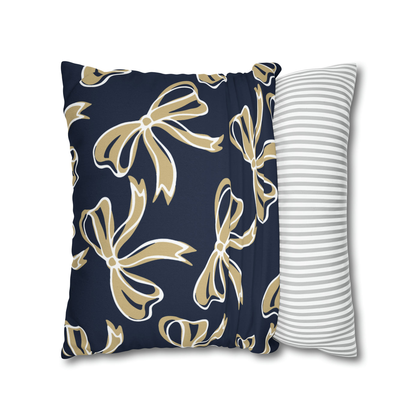 Trendy Bow College Pillow Cover - Dorm Pillow, Graduation Gift, Bed Party Gift, Acceptance Gift, College Gift, GW University, Navy & Gold