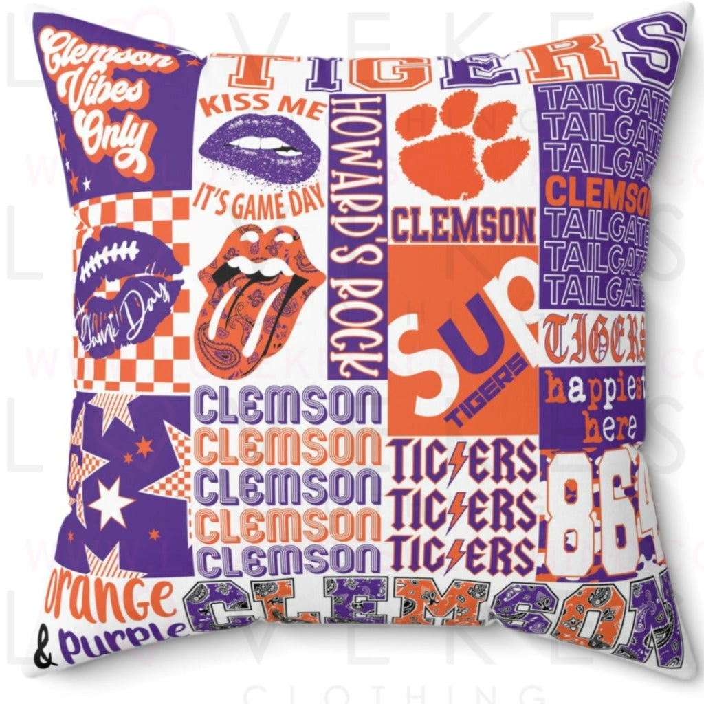 Clemson College Spirit Bed Party Pillow Cover Only