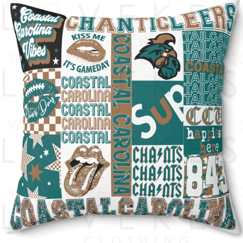Coastal Carolina College Spirit Bed Party Pillow Cover Only